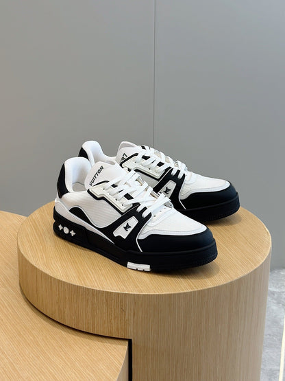 LV White & Black Trainer Sneakers