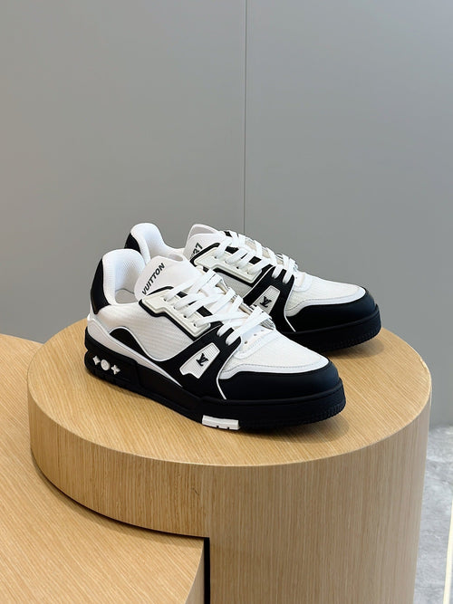LV White & Black Trainer Sneakers