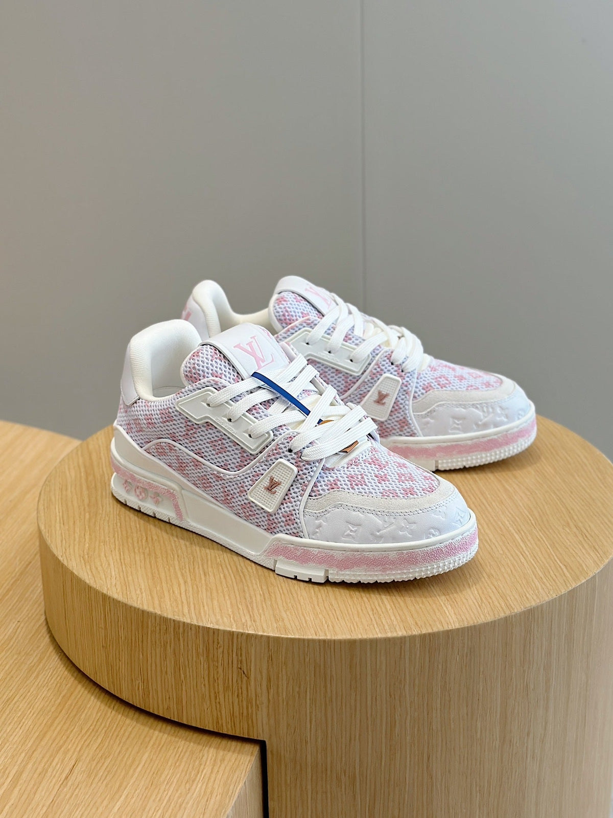 LV Pink And White Trainer Sneakers