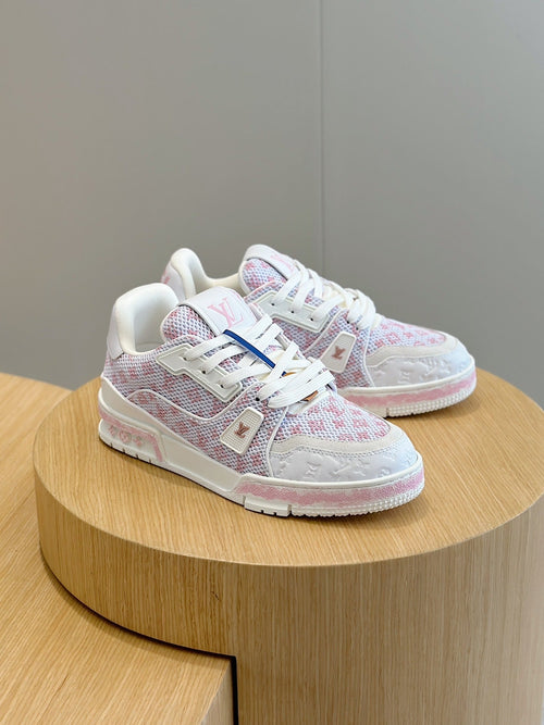 LV Pink And White Trainer Sneakers