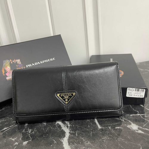 Black Leather Long Wallet