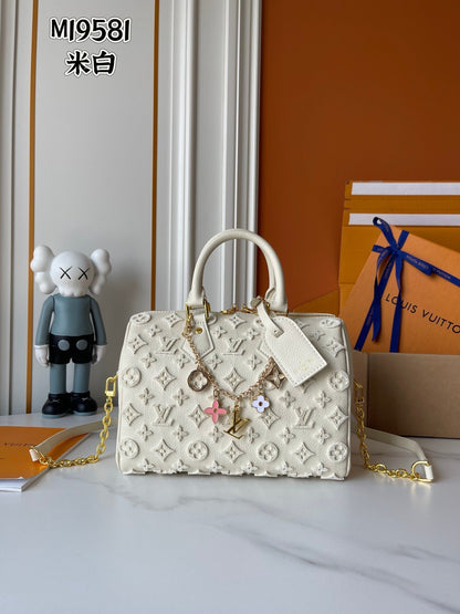 Embossed Monogram Boston Tote Bag