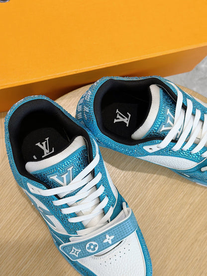 LV Light Blue Trainer Strass Crystal Edition