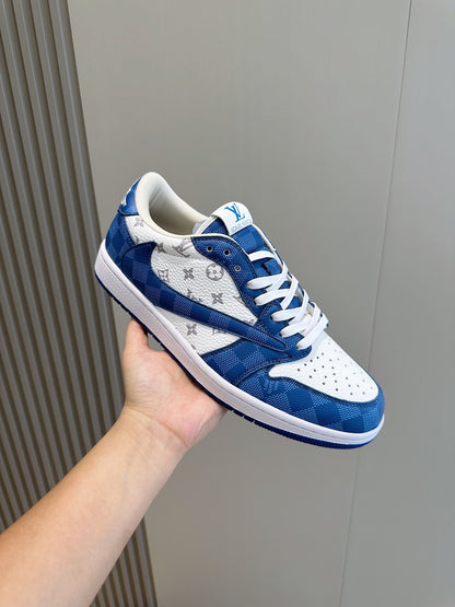 LV Monogram Denim Pattern Trainer Sneakers