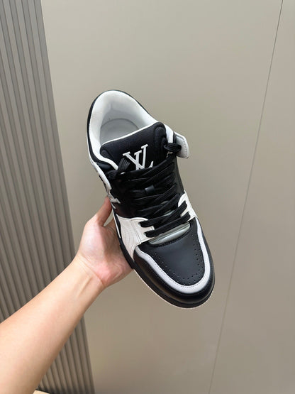 LV Trainer Sneakers In Black, Gray And White Colorway