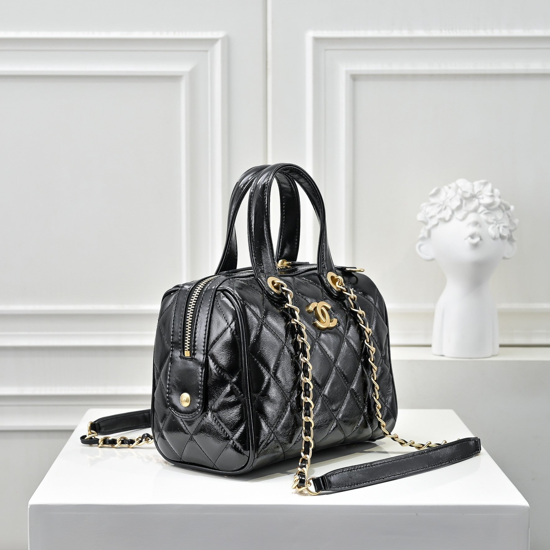 Small Bowling Bag In Black & Gold