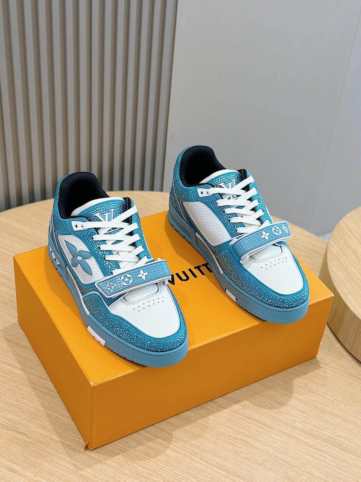 LV Light Blue Trainer Strass Crystal Edition
