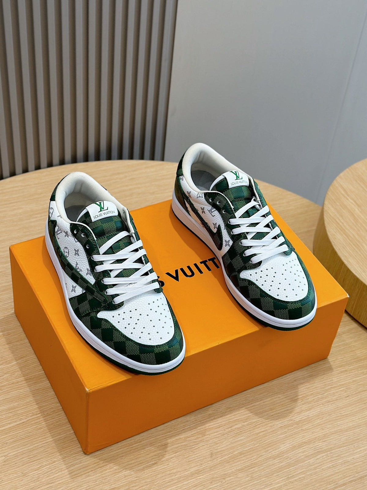 LV Trainer In White And Green Colorway