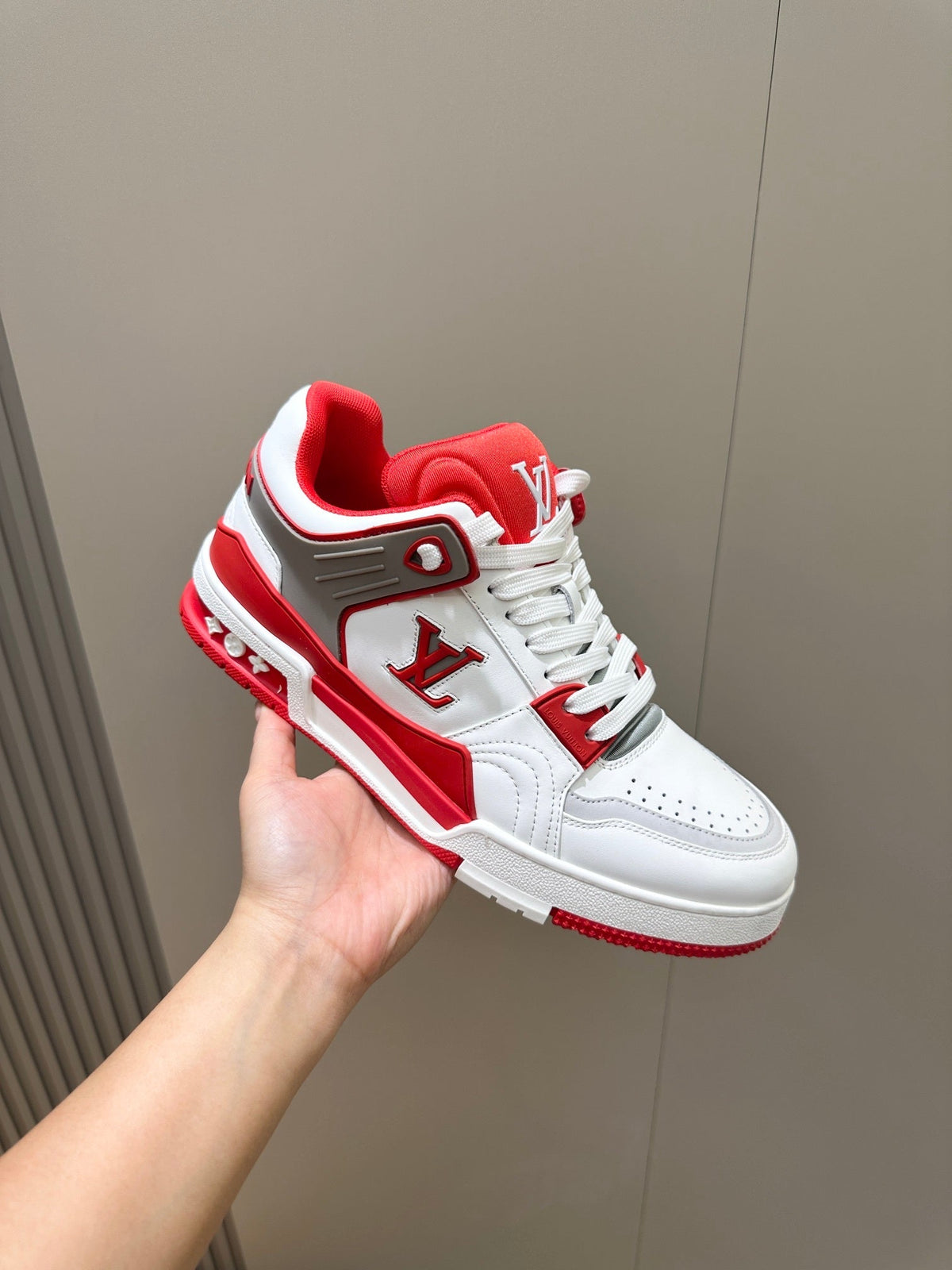 LV Trainer Red White Sneakers
