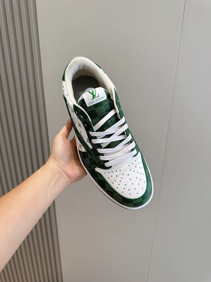 LV Trainer In White And Green Colorway