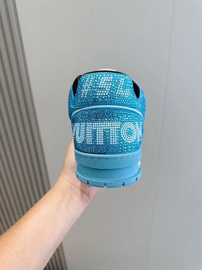 LV Light Blue Trainer Strass Crystal Edition