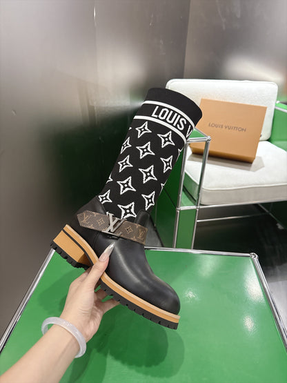 Bold Monogram-Knit Sock