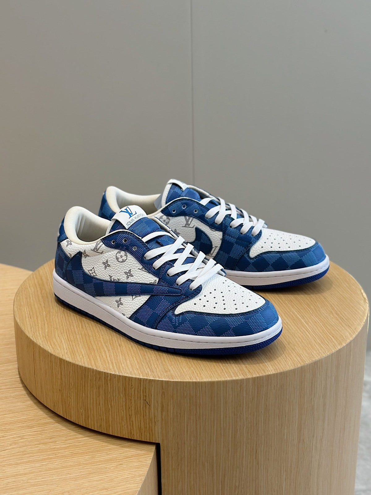LV Monogram Denim Pattern Trainer Sneakers
