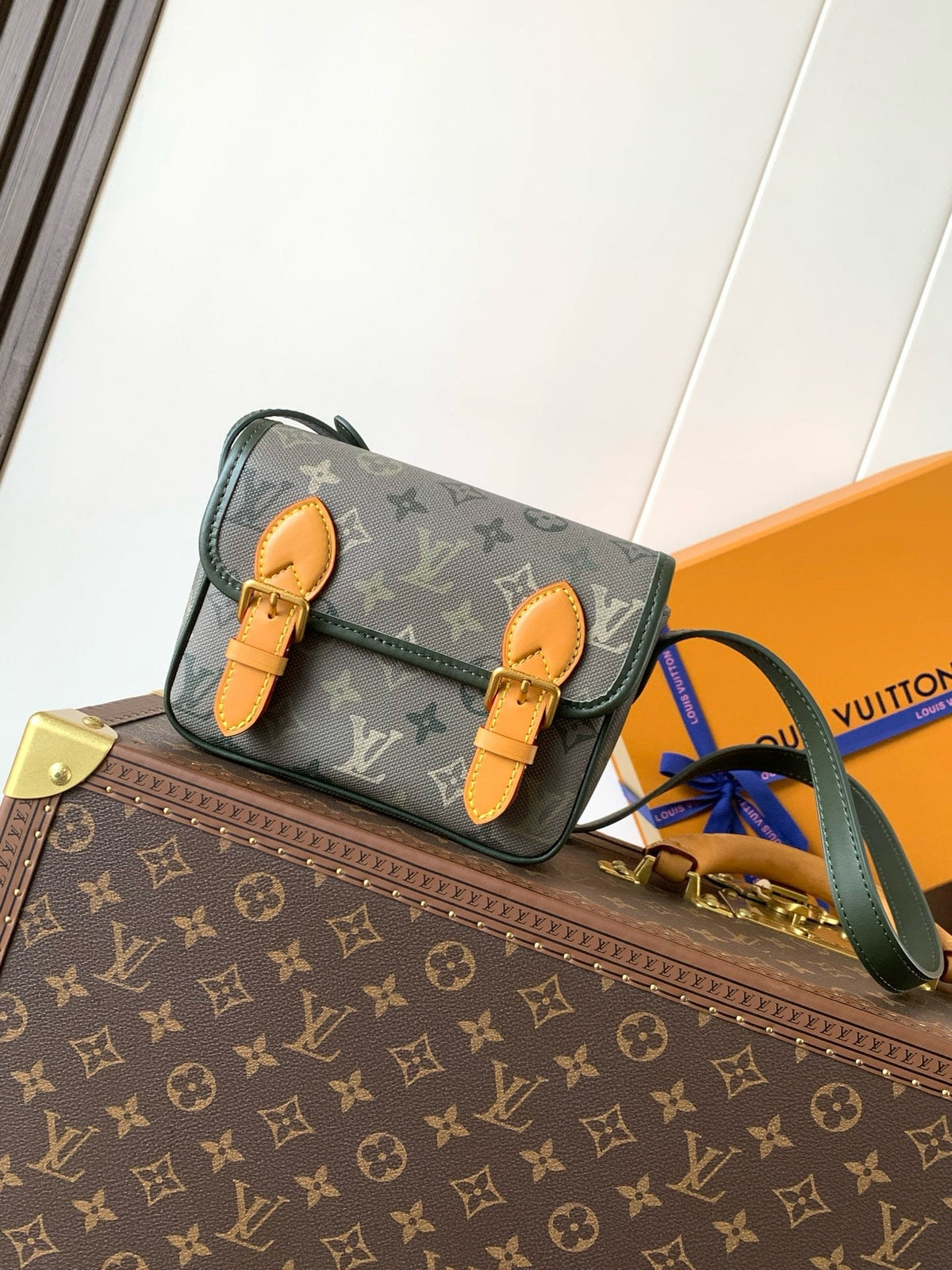 Satchel Wearable Wallet With Khaki Monogram Surplus Canvas