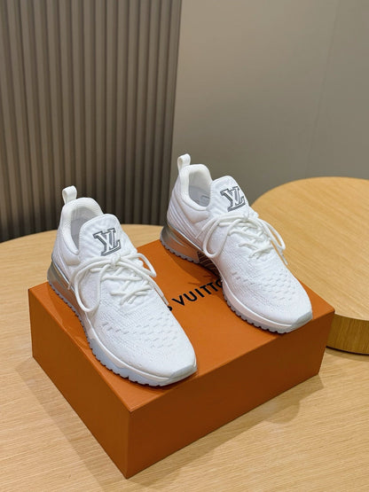 LV New Runner Knit Sneakers With Silver-Tone Initials