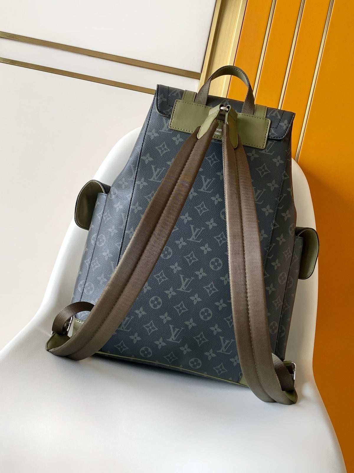 Christopher MM With Dark Monogram Eclipse And Khaki-Green Straps