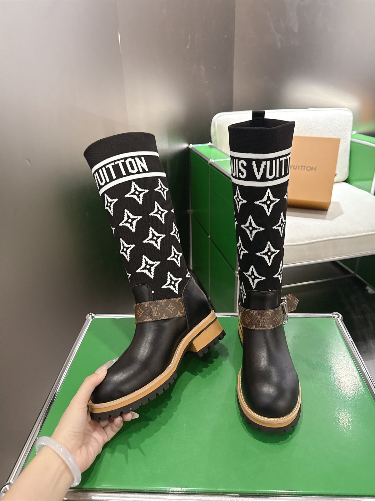 Bold Monogram-Knit Sock