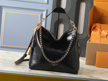 Chain Accent Hobo Shoulder Bag