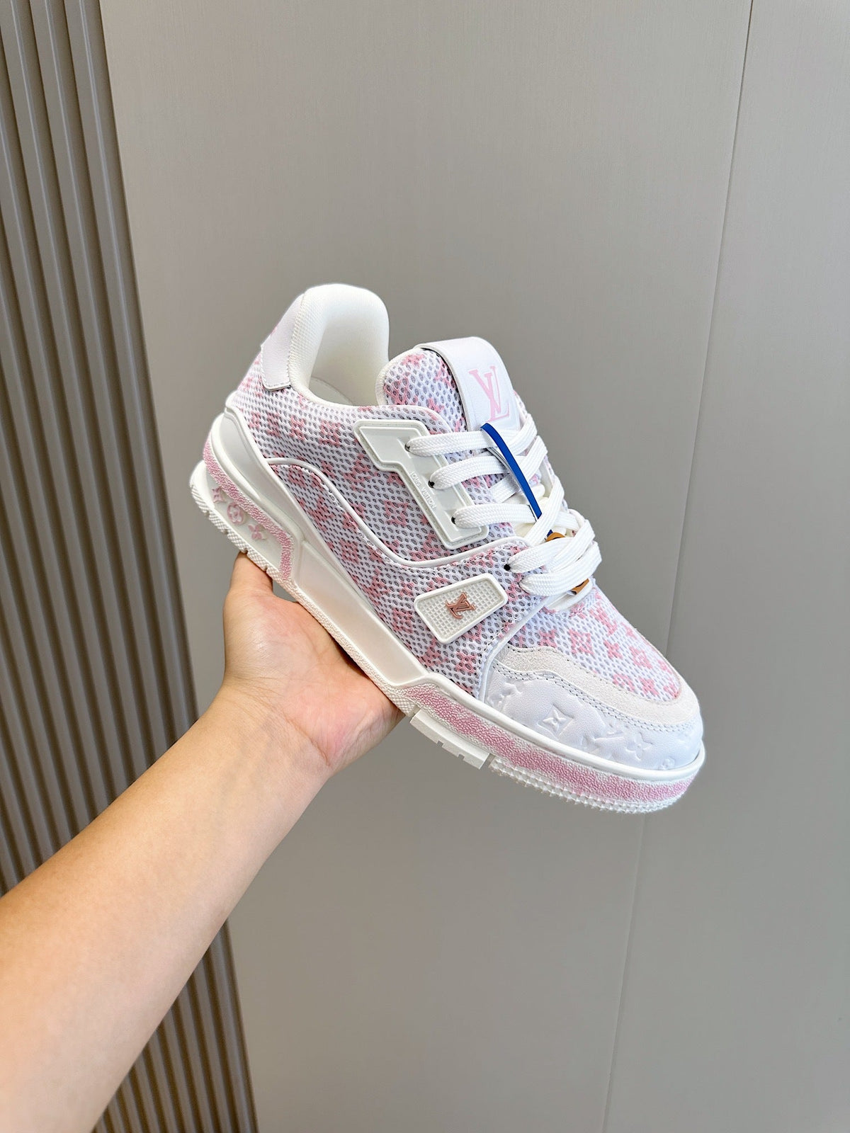 LV Pink And White Trainer Sneakers