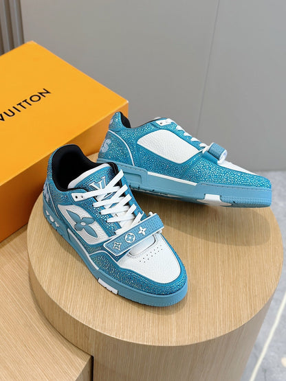 LV Light Blue Trainer Strass Crystal Edition