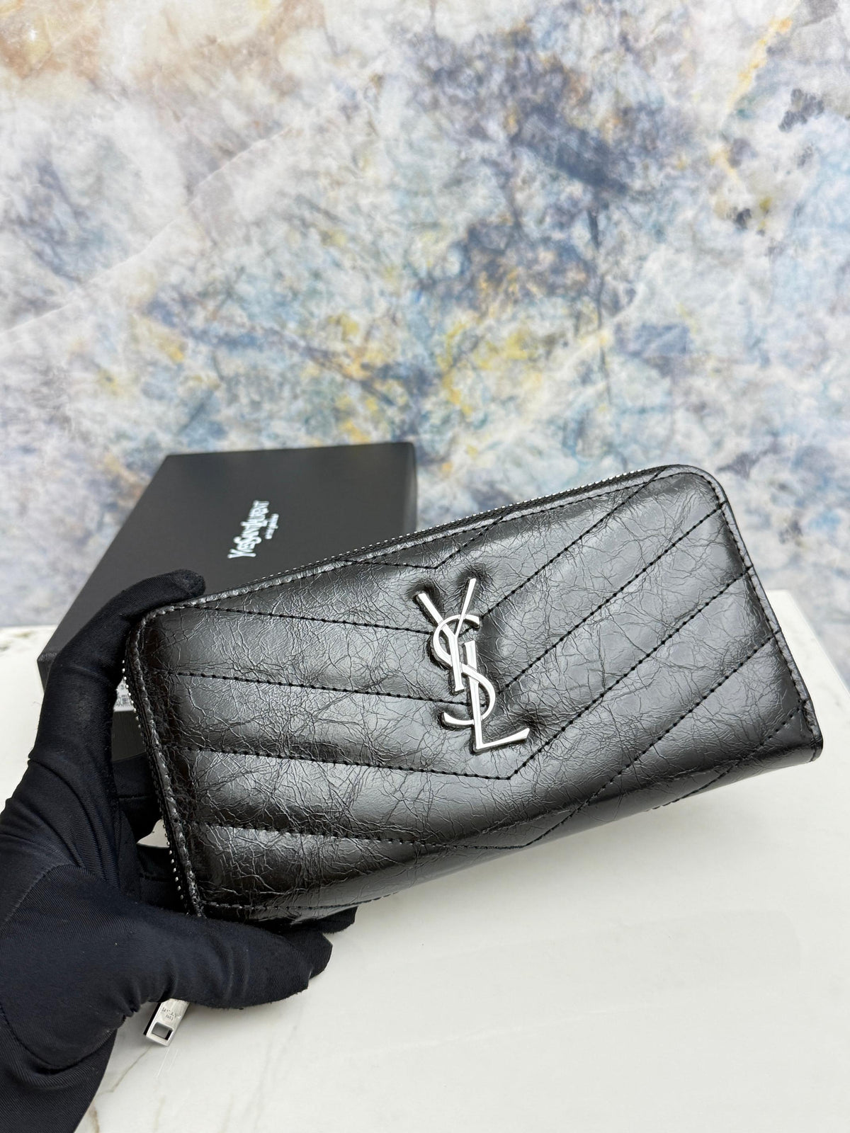 Zip-Around Wallet With Classic Chevron Quilting