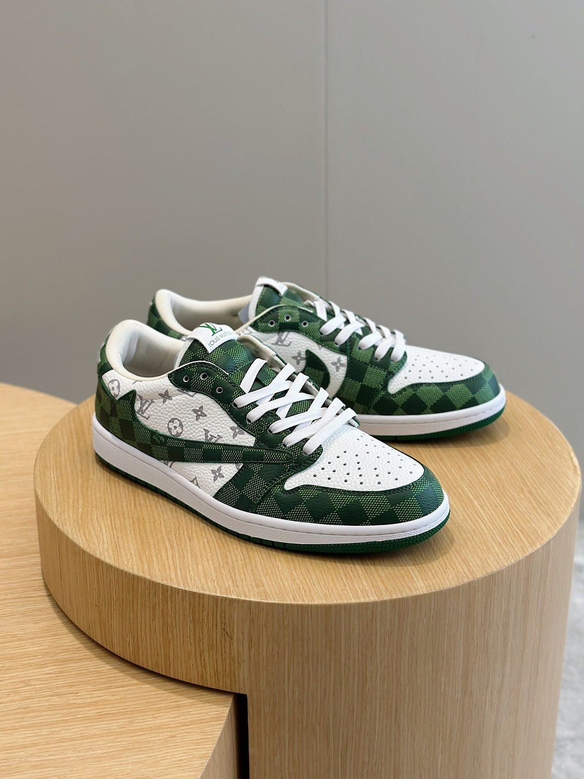 LV Trainer In White And Green Colorway