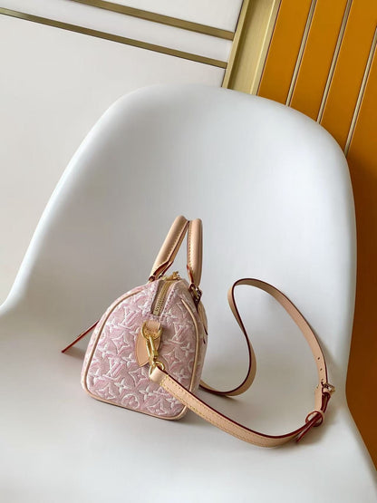 Speedy Bandouliere 20 Pink Monogram Jacquard Canvas