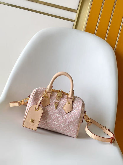 Speedy Bandouliere 20 Pink Monogram Jacquard Canvas