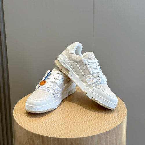 LV Trainer Sneaker In Beige And White Colorway