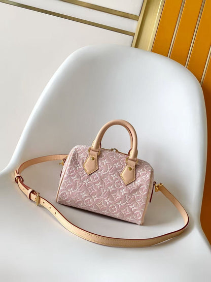Speedy Bandouliere 20 Pink Monogram Jacquard Canvas