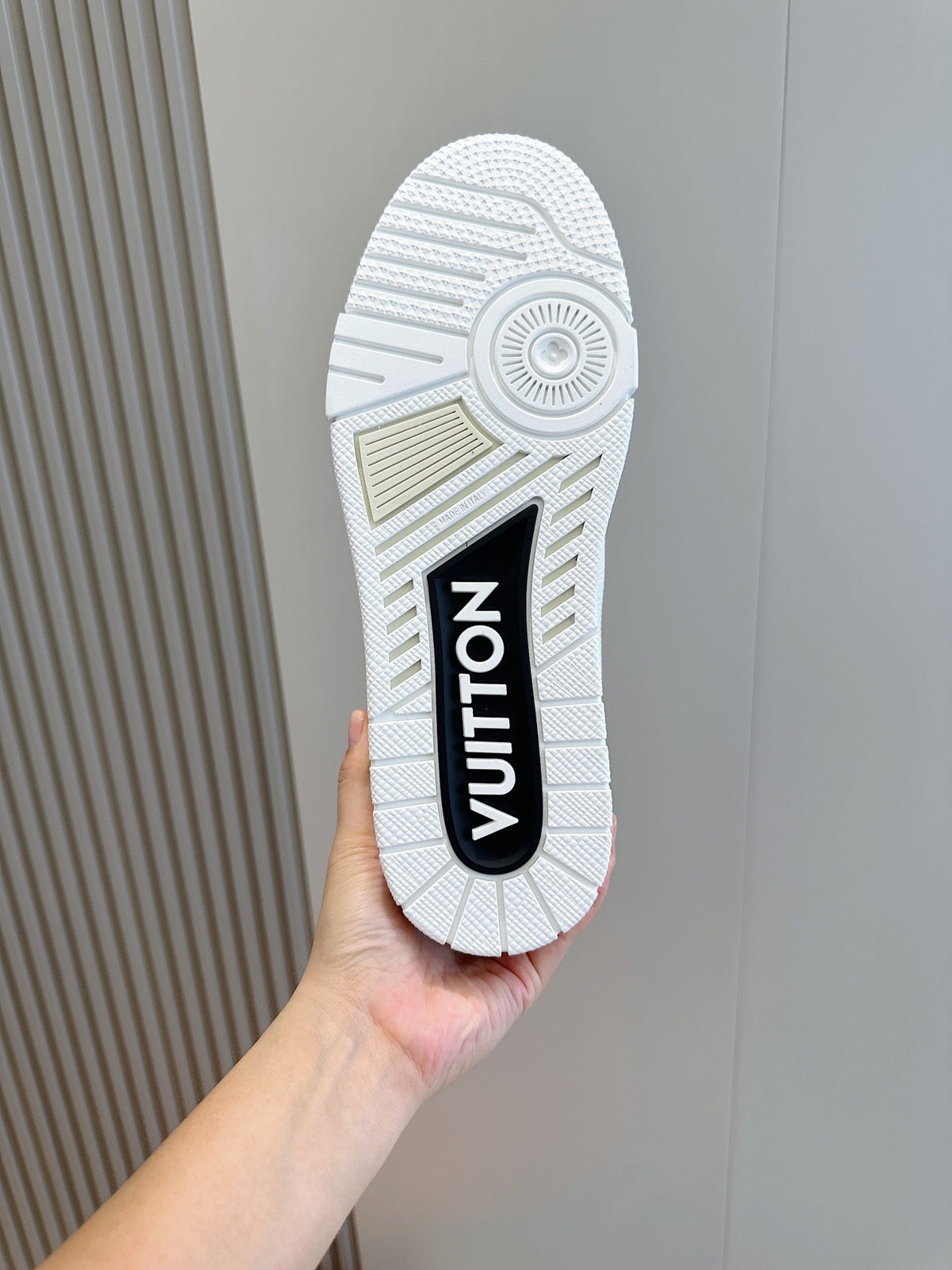 LV Trainer Sneakers In Cream And Black Colorway