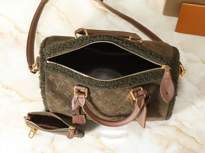 Premium Monogram Suede Tote Bag Set with Coin Pouch