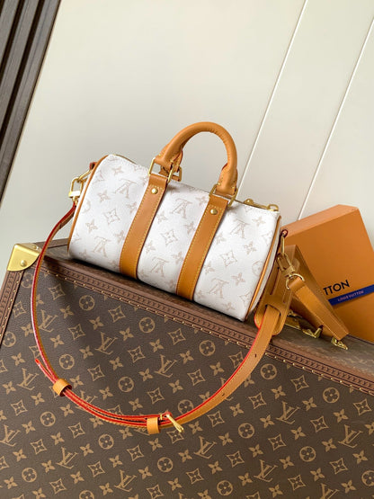 Keepall Bandouliere 25 With White Monogram Coated Canvas