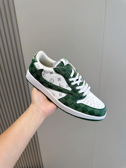 LV Trainer In White And Green Colorway