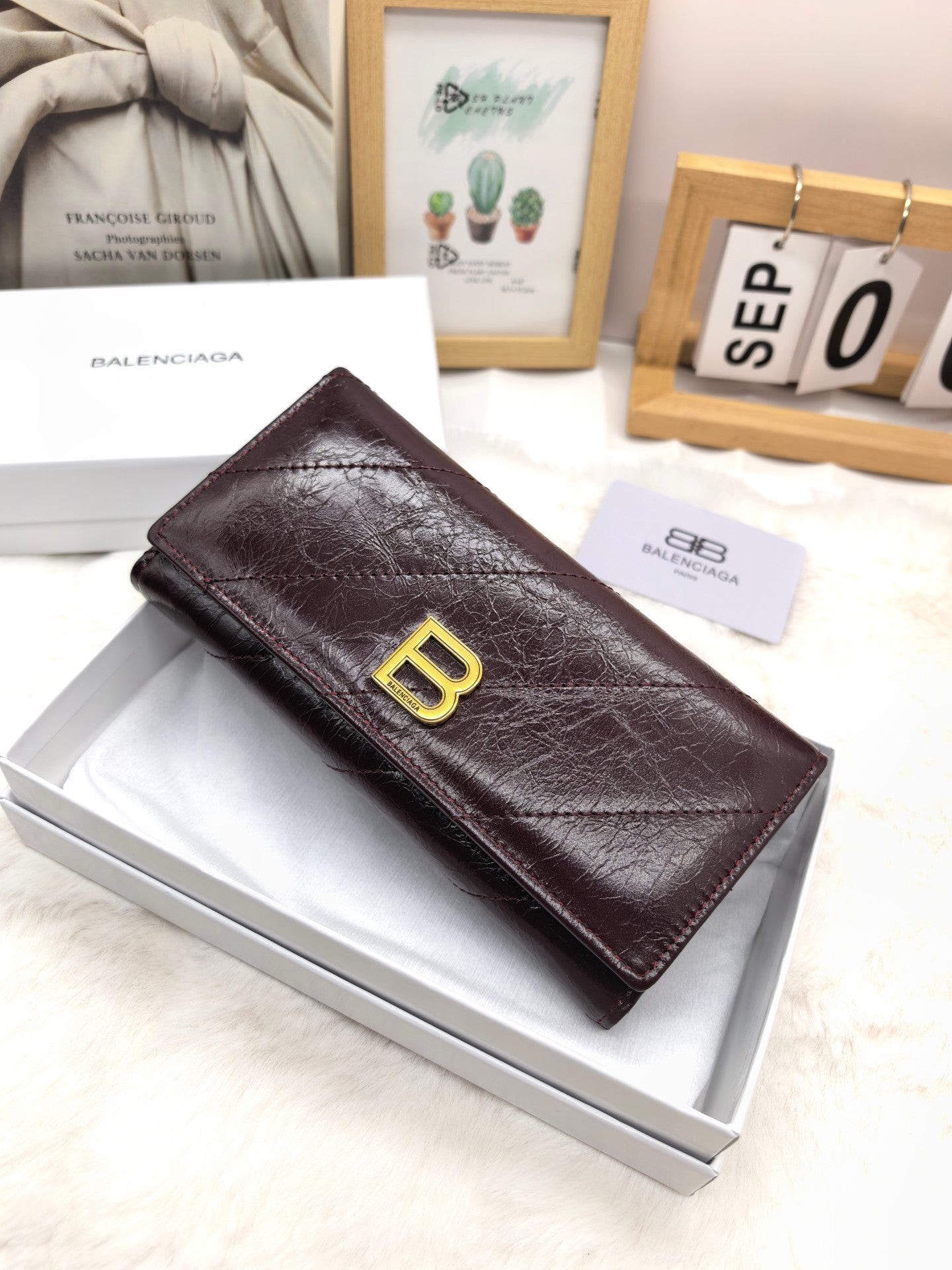Glossy Long Fold Wallet