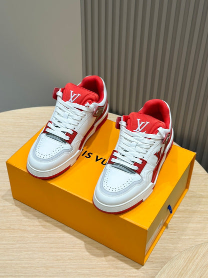 LV Trainer Red White Sneakers