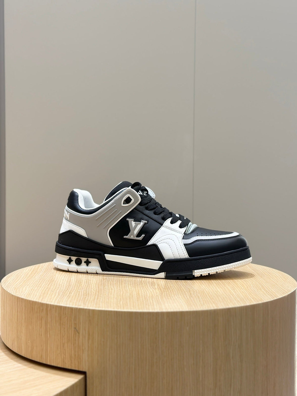 LV Trainer Sneakers In Black, Gray And White Colorway