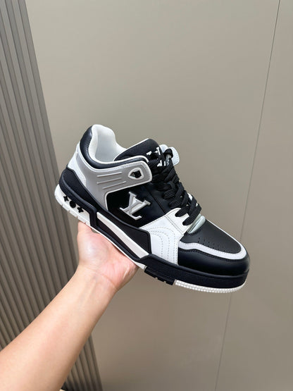 LV Trainer Sneakers In Black, Gray And White Colorway