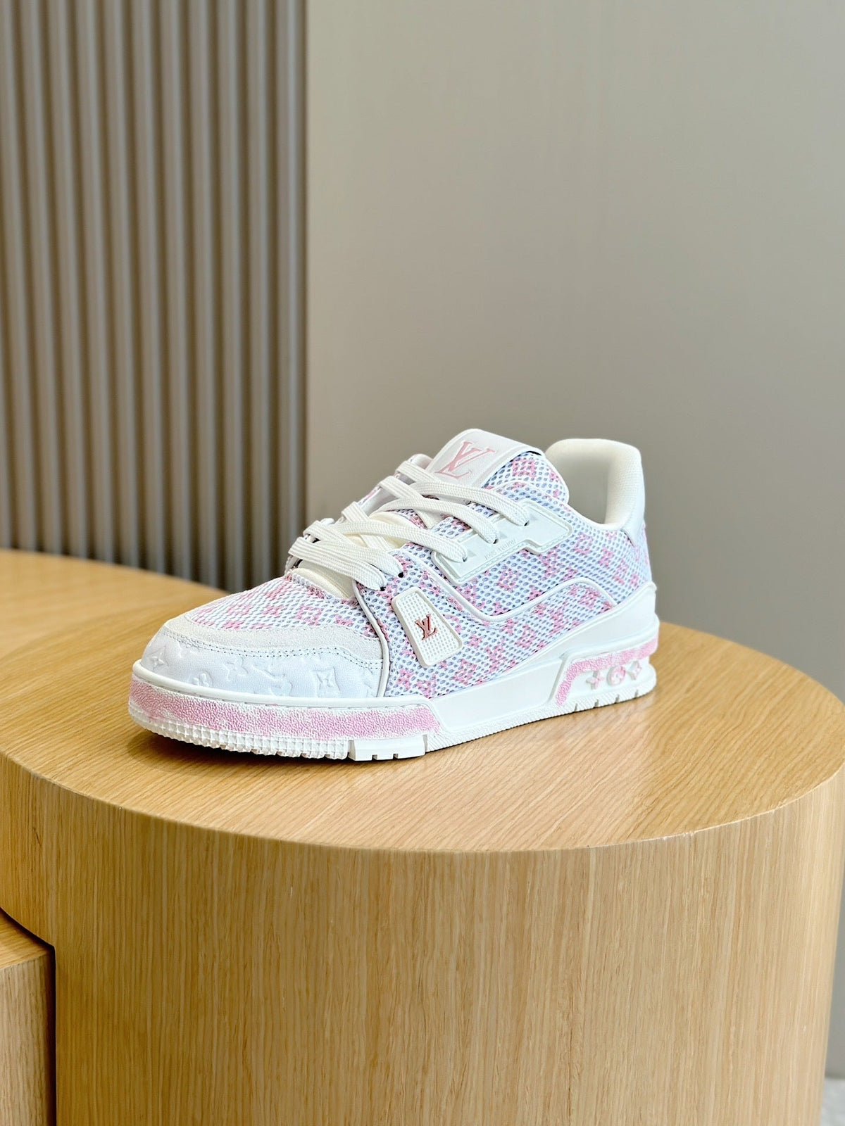 LV Pink And White Trainer Sneakers