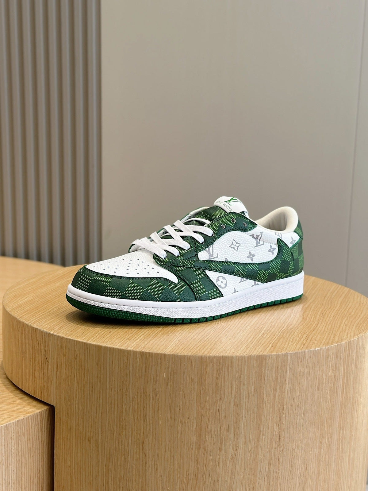 LV Trainer In White And Green Colorway
