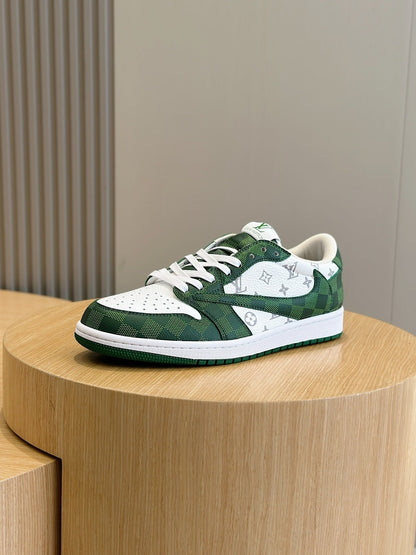 LV Trainer In White And Green Colorway