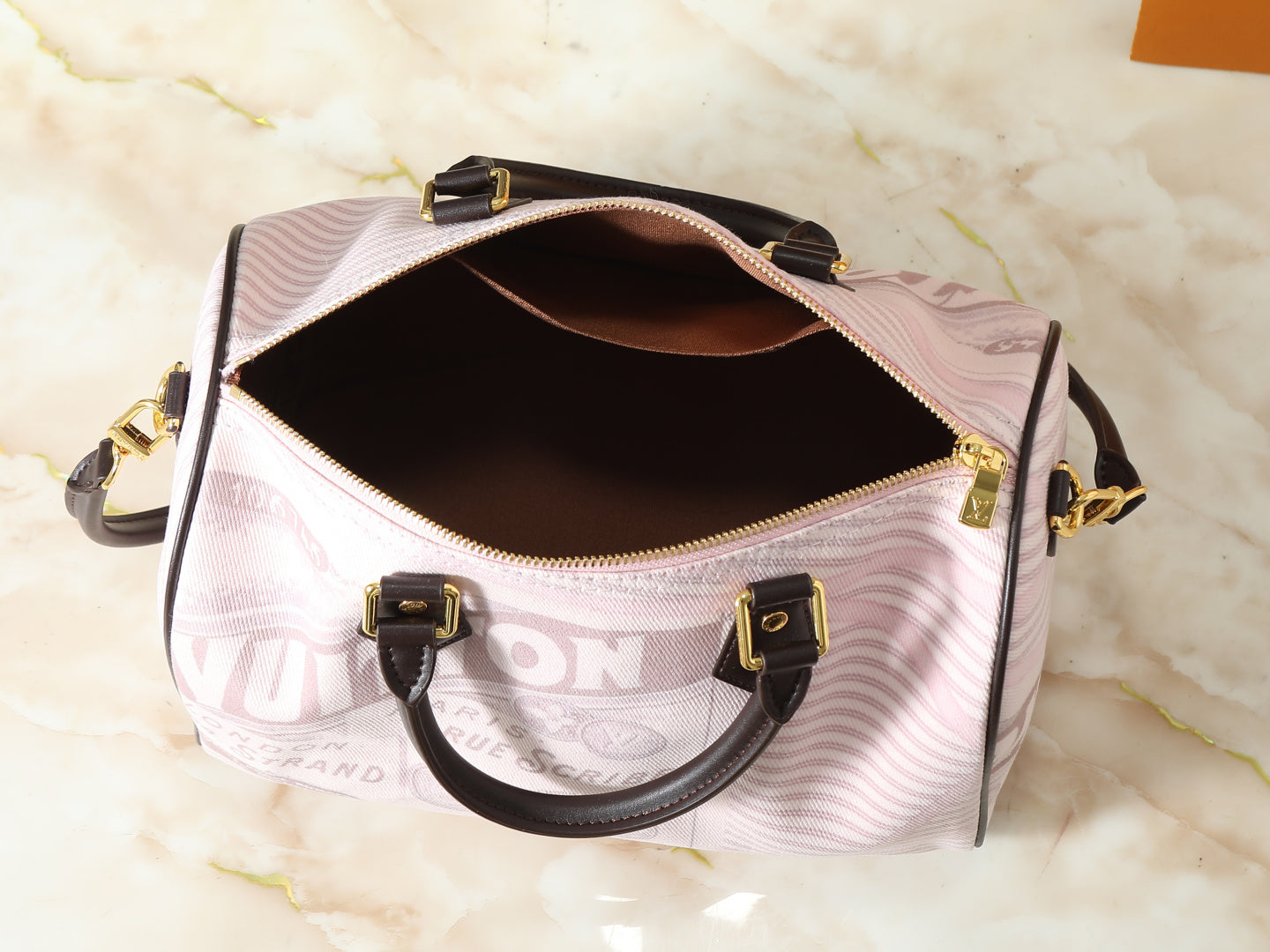 Vintage Travel Print Boston Bag