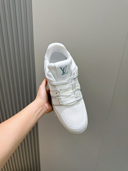 LV Trainer Sneakers Resting In White Colorway