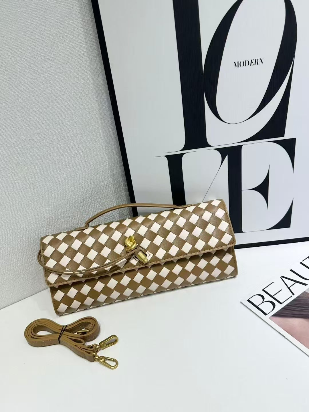 Woven Leather Clutch