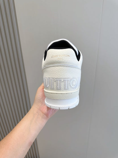LV Trainer Sneakers In Cream And Black Colorway