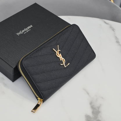 Large Zip-Around Wallet With Gold-Tone Hardware