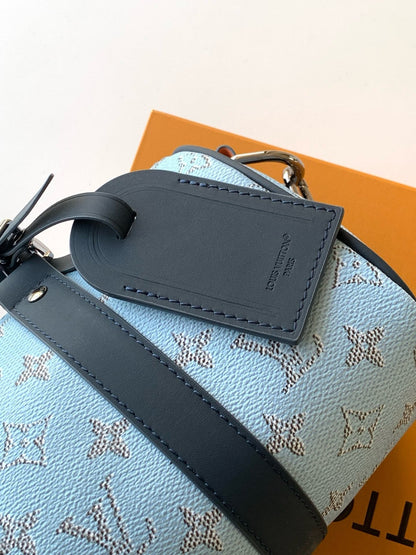 Keepall Bandouliere 25 Blue Monogram Heritage Canvas