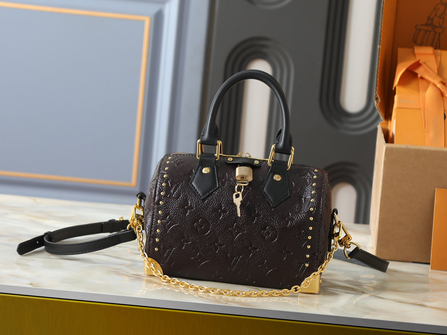 Studded Boston Chain Bag