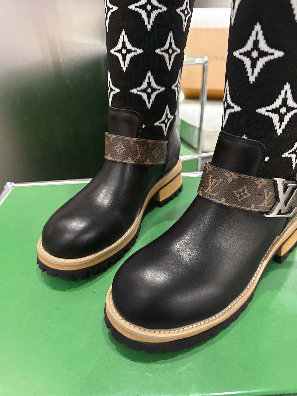 Bold Monogram-Knit Sock