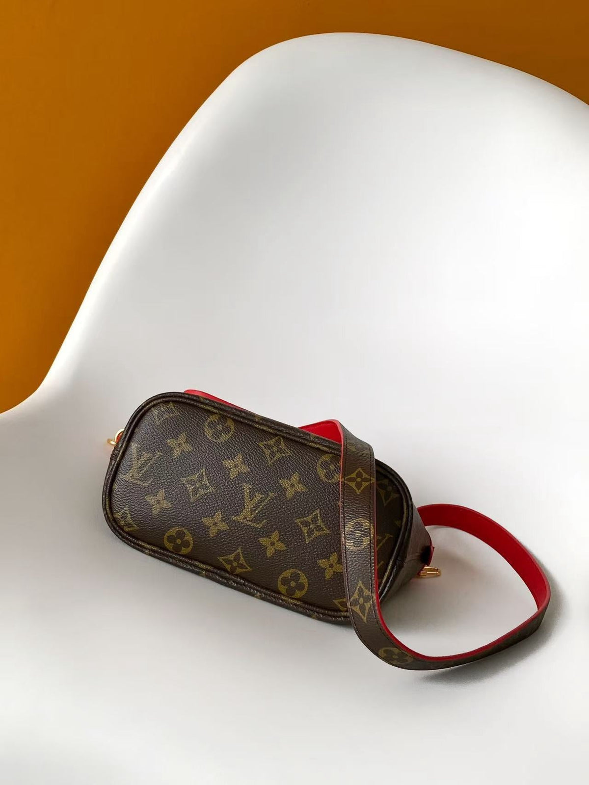 Neverfull Inside Out BB Bag With Vibrant Red Exterior